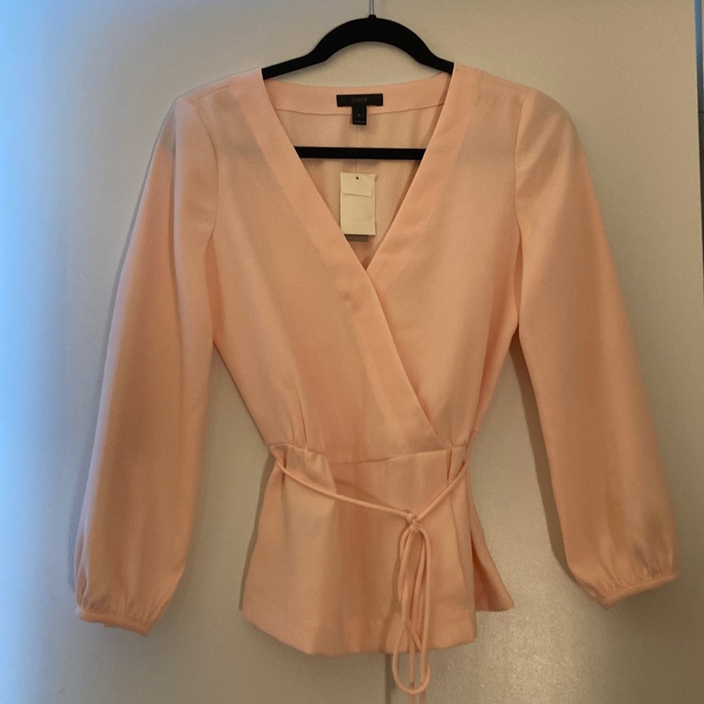 NWT Jcrew pink tie blouse